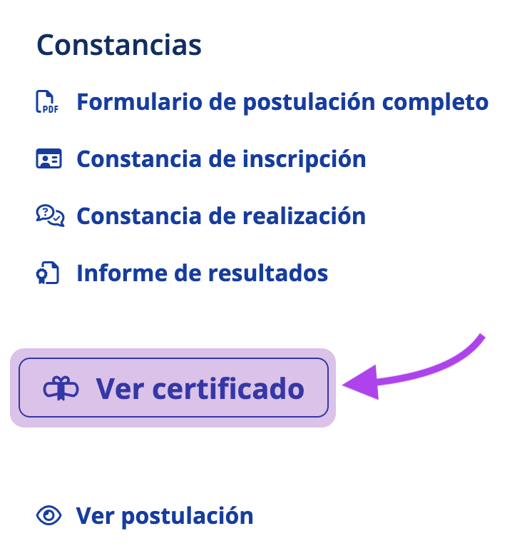 Botón 'Ver certificado' resaltado